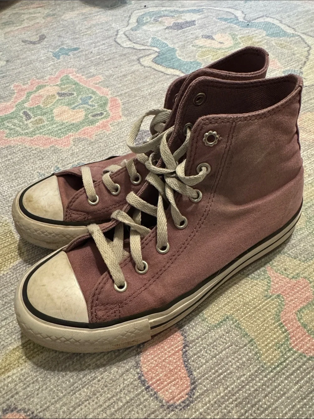 Converse High-Top Canvas Sneakers in Mauve